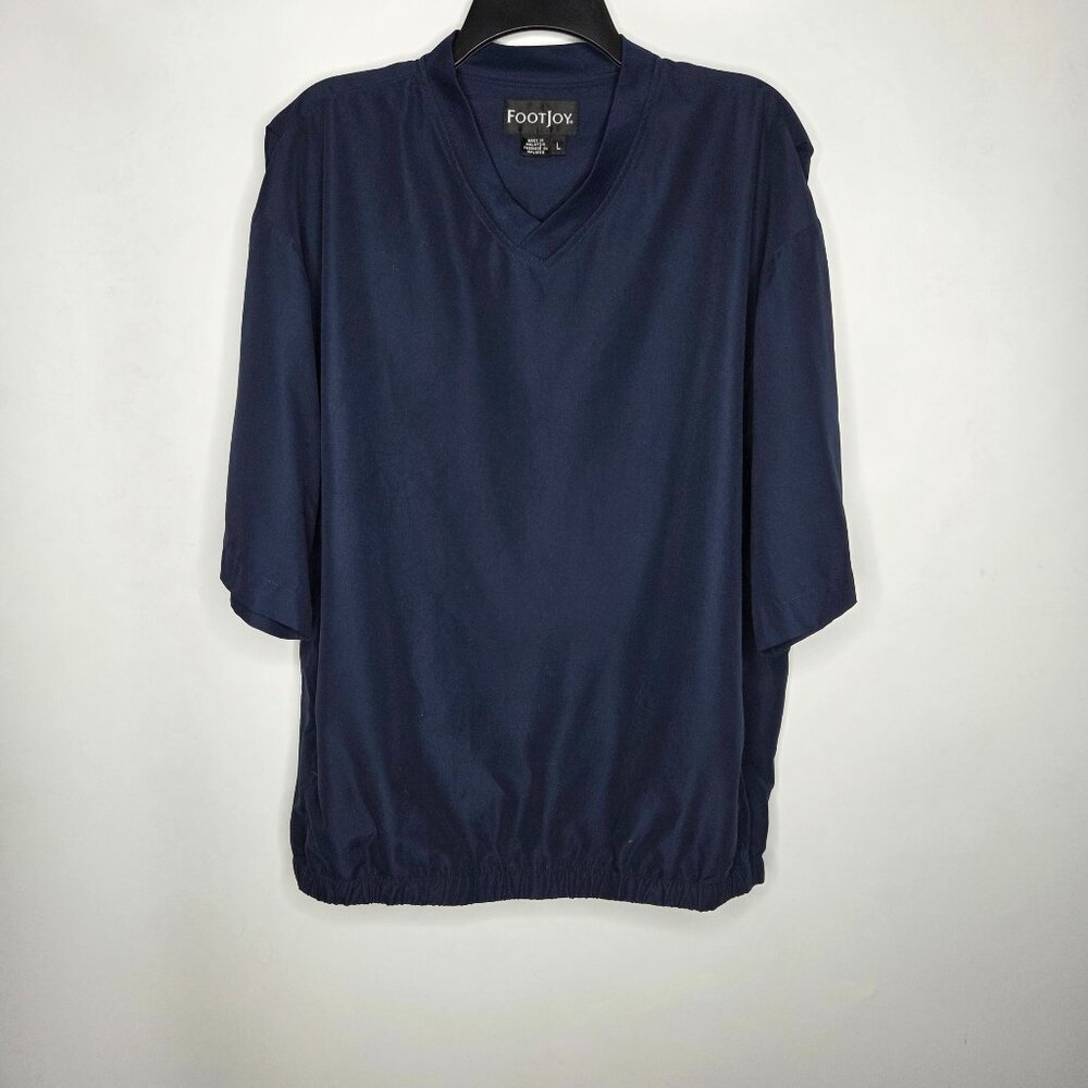 FootJoy Windbreaker Golf Jacket Men's Size Large Short Sleeve V-neck Navy Blue